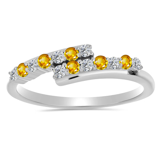 Pierścionek ze srebra próby 925 z cytrynem uralskim i białym topazem