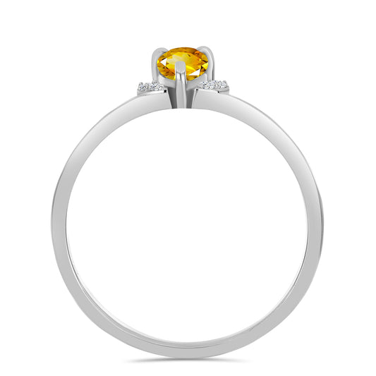 Pierścionek ze srebra próby 925 z cytrynem uralskim i białym topazem