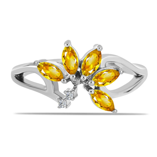 Pierścionek ze srebra próby 925 z cytrynem uralskim i białym topazem