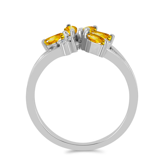 Pierścionek ze srebra próby 925 z cytrynem uralskim i białym topazem