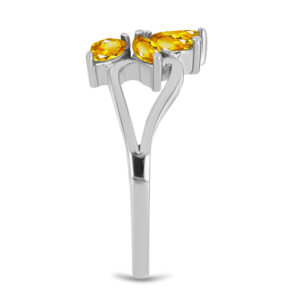 Pierścionek ze srebra próby 925 z cytrynem uralskim i białym topazem