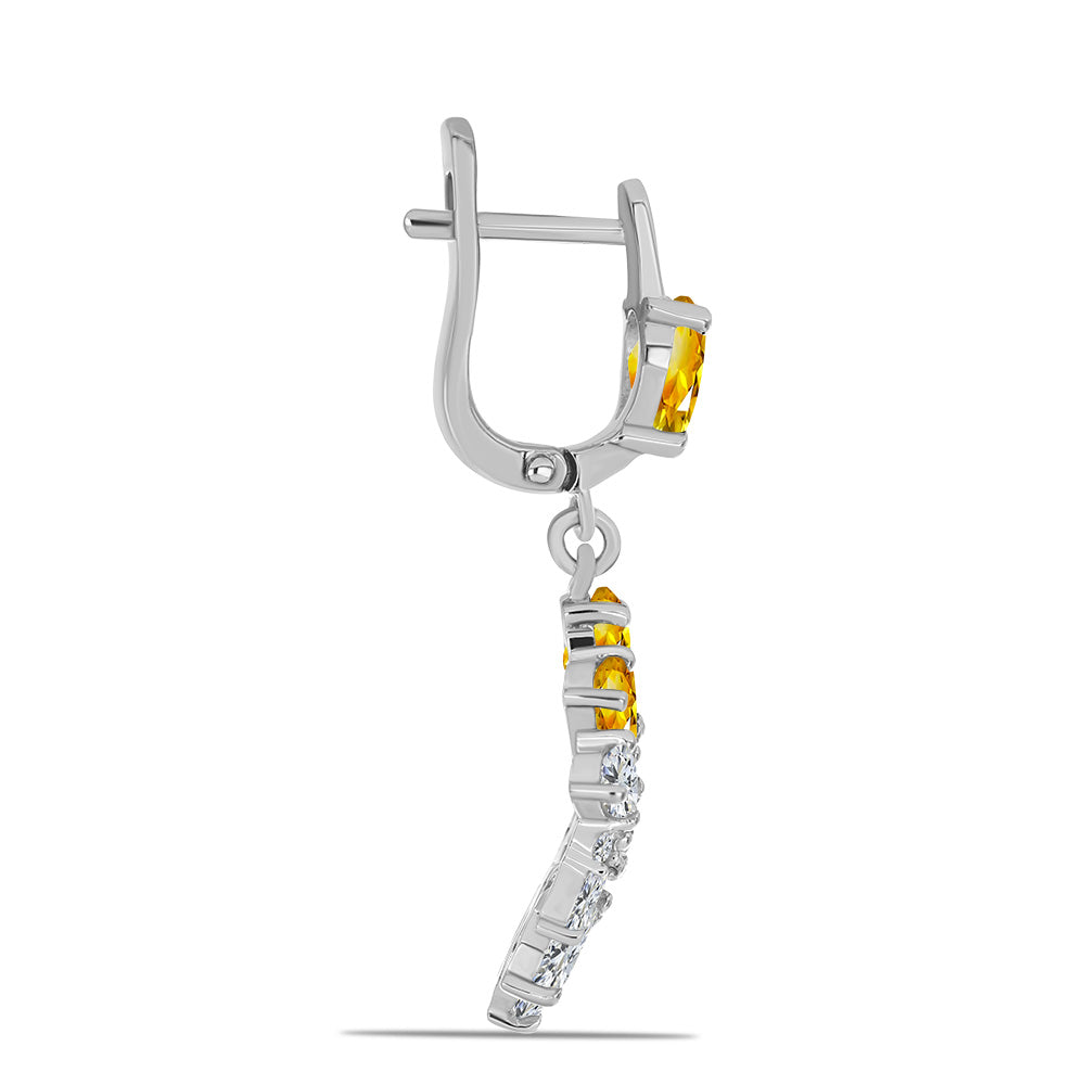 Kolczyki ze srebra próbe 925 z cytrynem uralskim i białym topazem