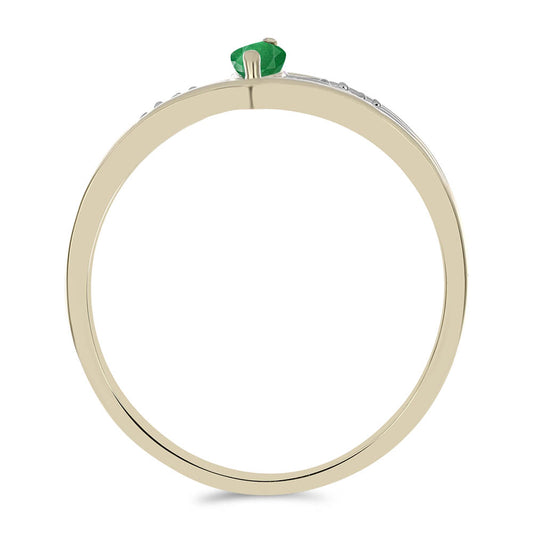 Pierścionek srebrny pozłacany z zambijskim szmaragdem i białym topazem