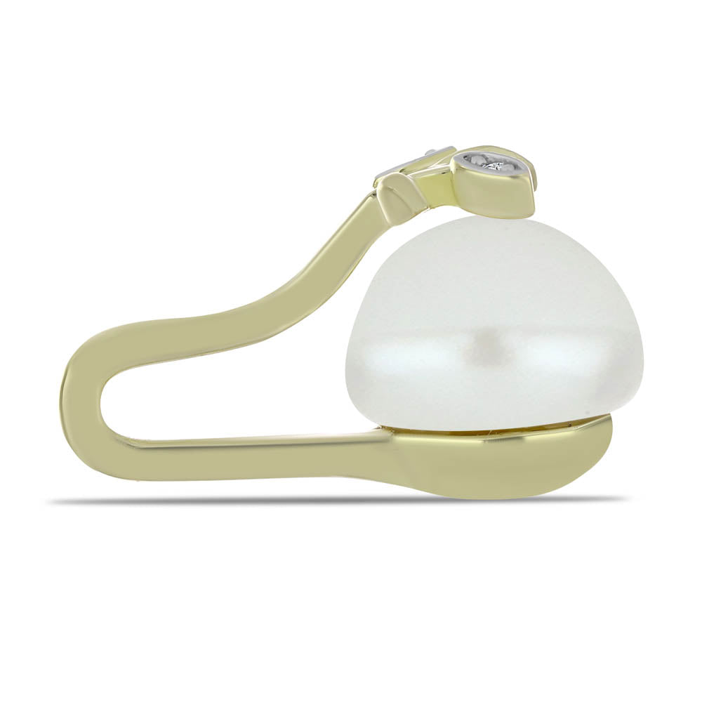 Zawieszka srebrna pozłacana z białą perłą słodkowodną i białym topazem