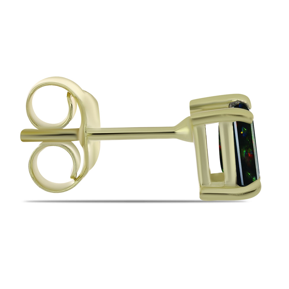 Kolczyki srebrne pozłacane z czarnym etiopskim opalem Lega Dembi