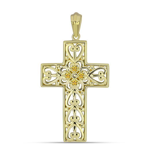 Zawieszka srebrna pozłacana z cytrynem uralskim