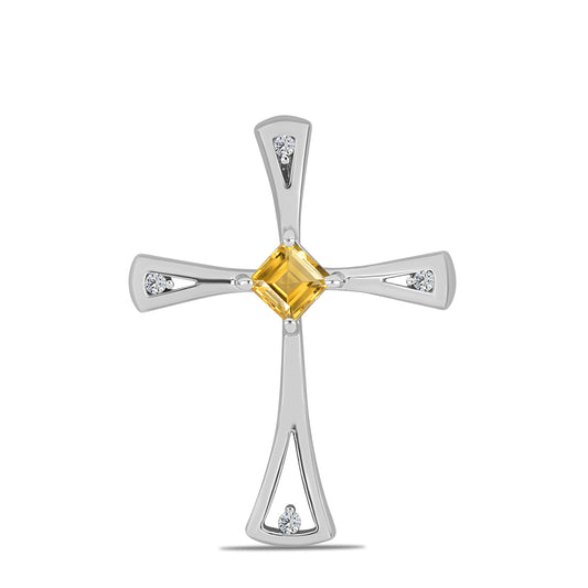 Zawieszka ze srebra próba 925 z cytrynem uralskim i białym topazem