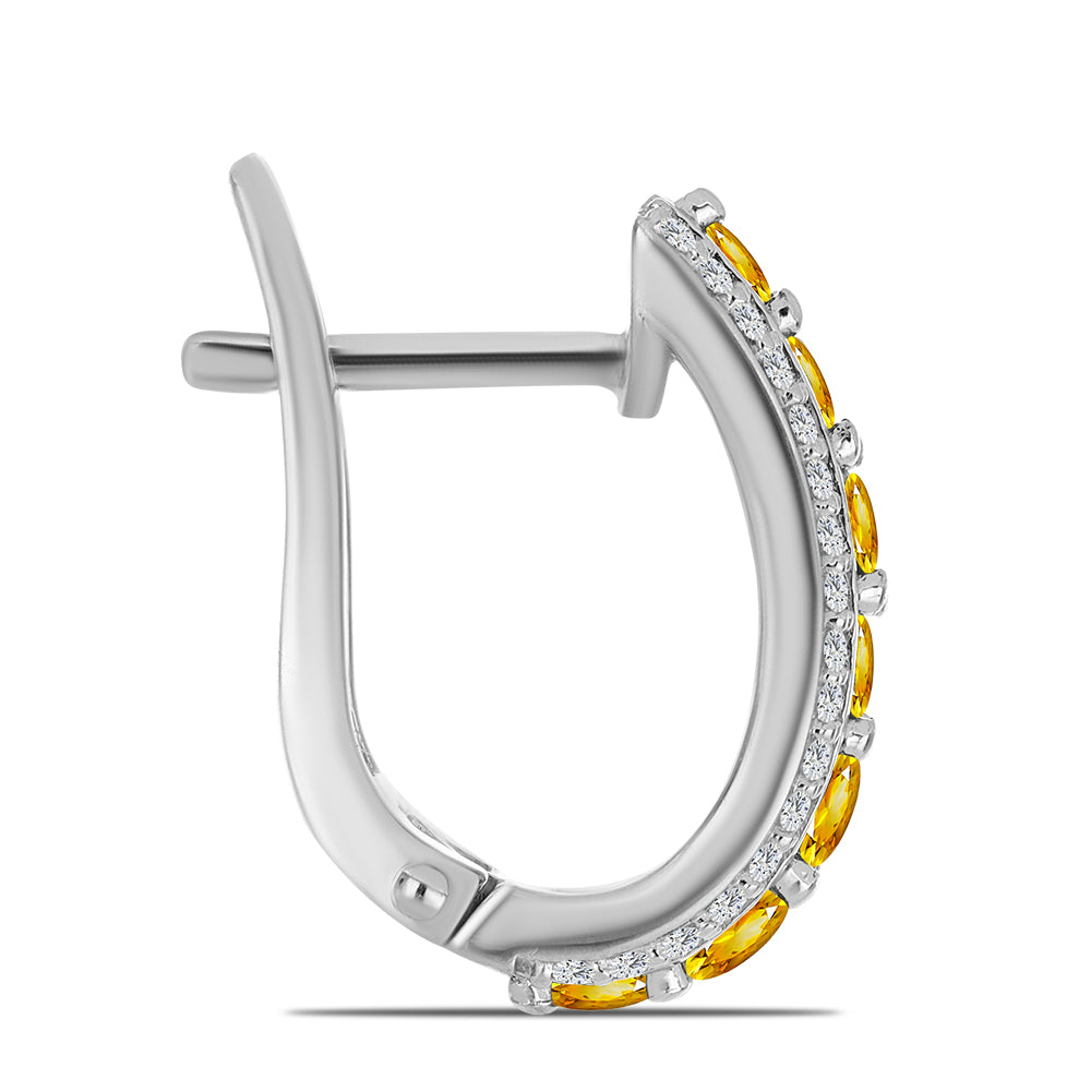 Kolczyki ze srebra próbe 925 z cytrynem uralskim i białym topazem