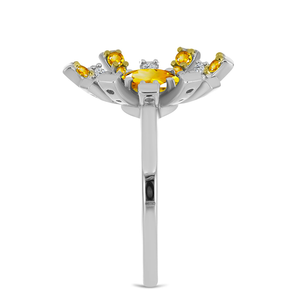 Pierścionek ze srebra próby 925 z cytrynem uralskim