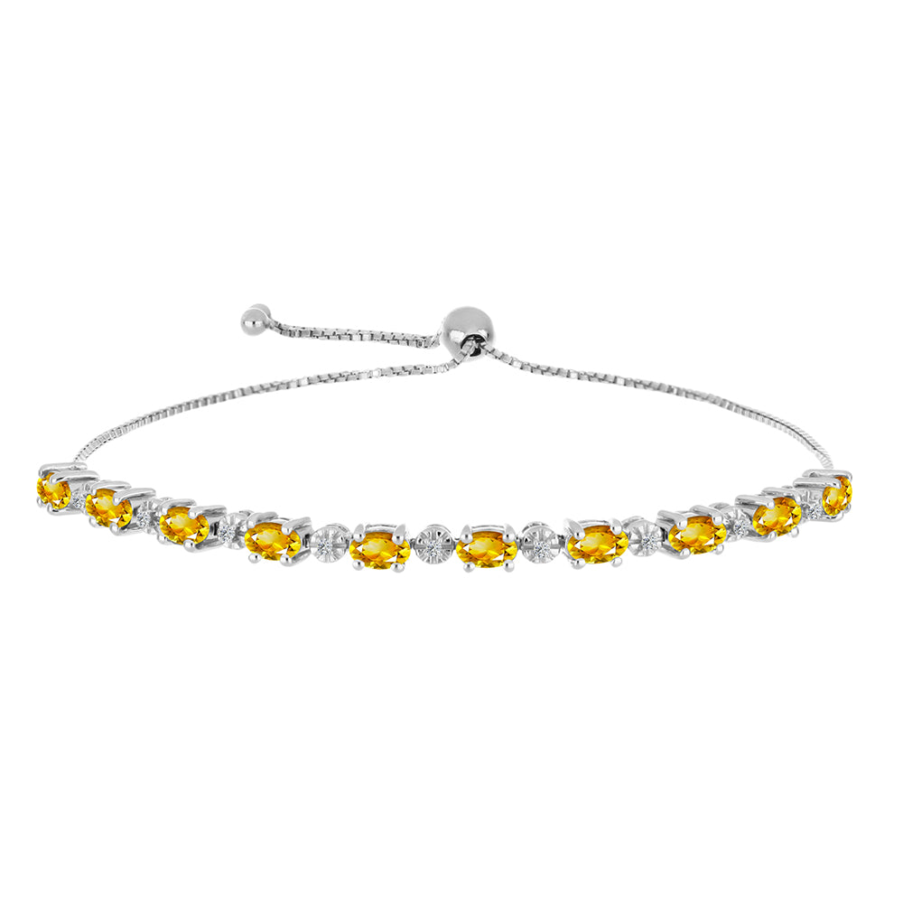 Bransoletka ze srebra próba 925 z cytrynem uralskim i białym topazem