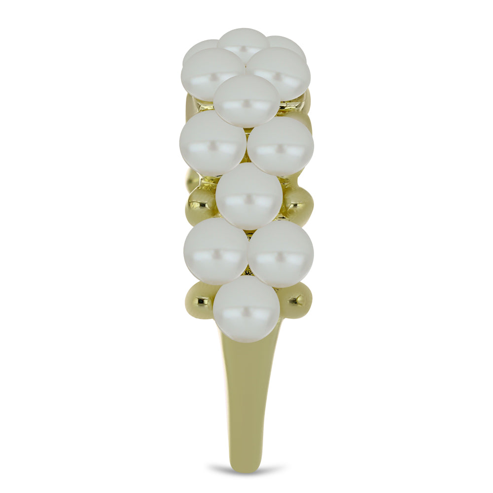 Pierścionek srebrny pozłacany z białą perłą słodkowodną