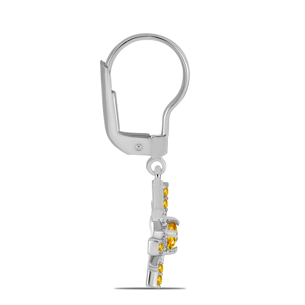 Kolczyki ze srebra próbe 925 z cytrynem uralskim i białym topazem