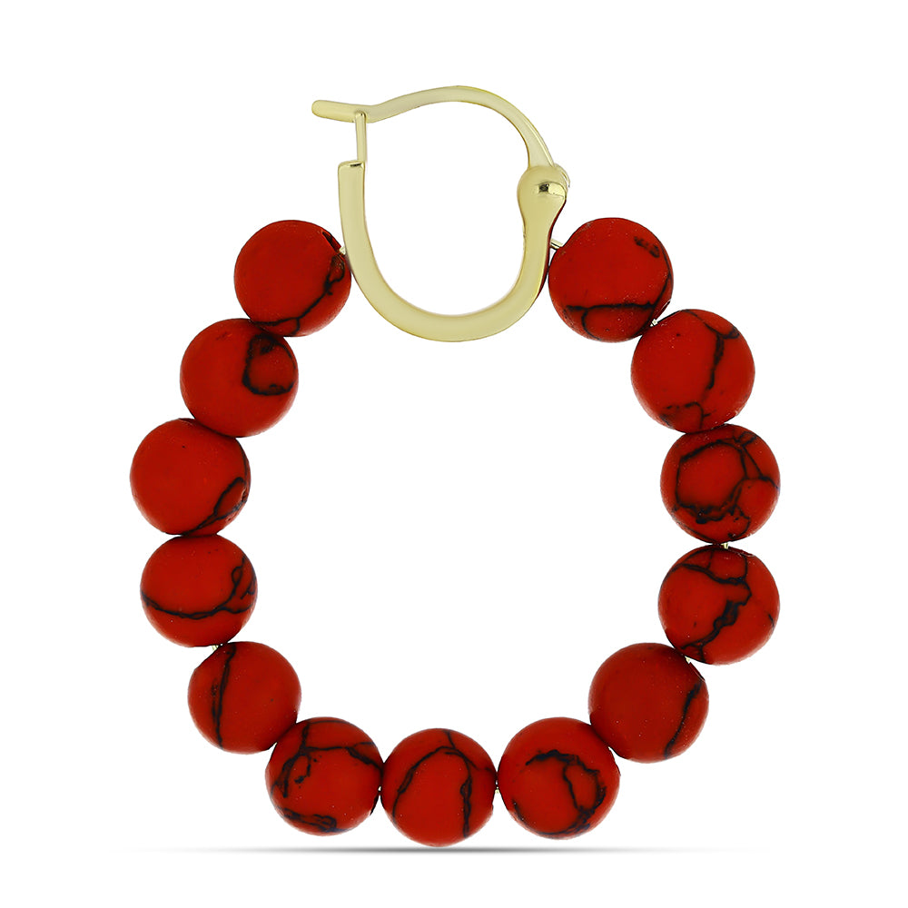 Kolczyki srebrne pozłacane z czerwoną gąbką koralową