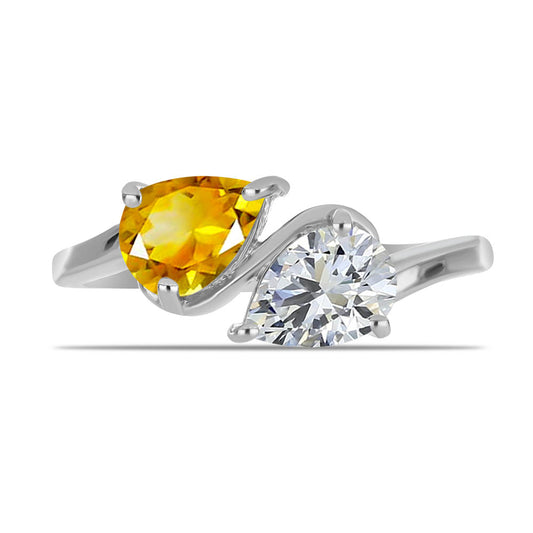 Pierścionek ze srebra próby 925 z cytrynem uralskim i białym topazem