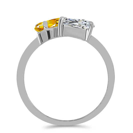 Pierścionek ze srebra próby 925 z cytrynem uralskim i białym topazem