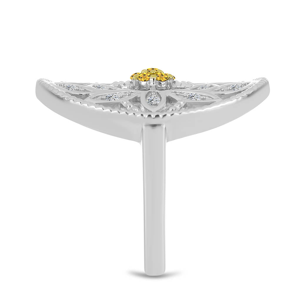 Pierścionek ze srebra próby 925 z cytrynem uralskim i białym topazem