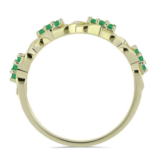 Pierścionek srebrny pozłacany z zambijskim szmaragdem