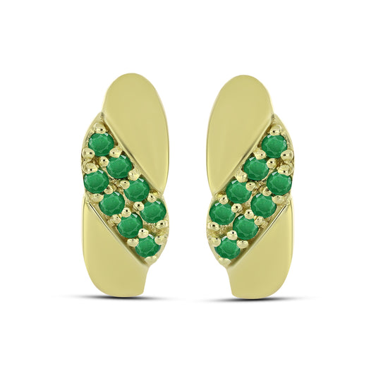 Kolczyki srebrne pozłacane z zambijskim szmaragdem