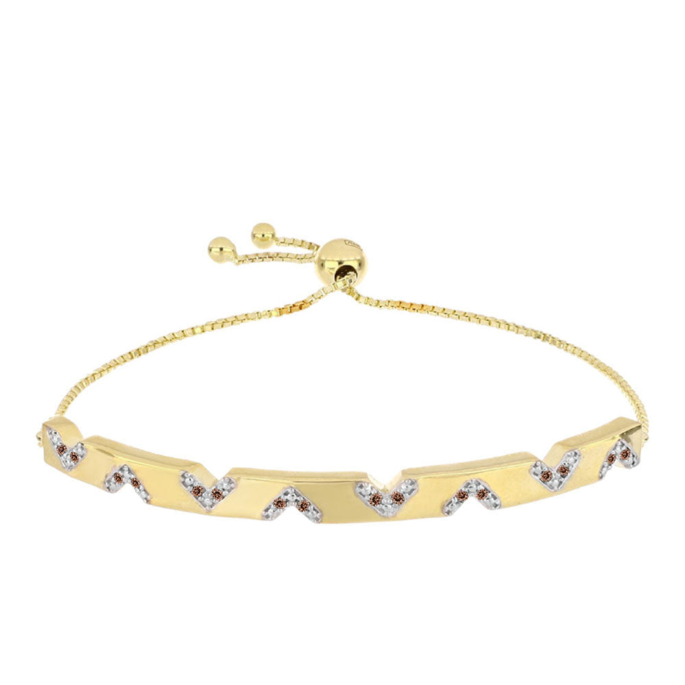 Bransoletka srebrna pozłacana z koniakowym diamentem