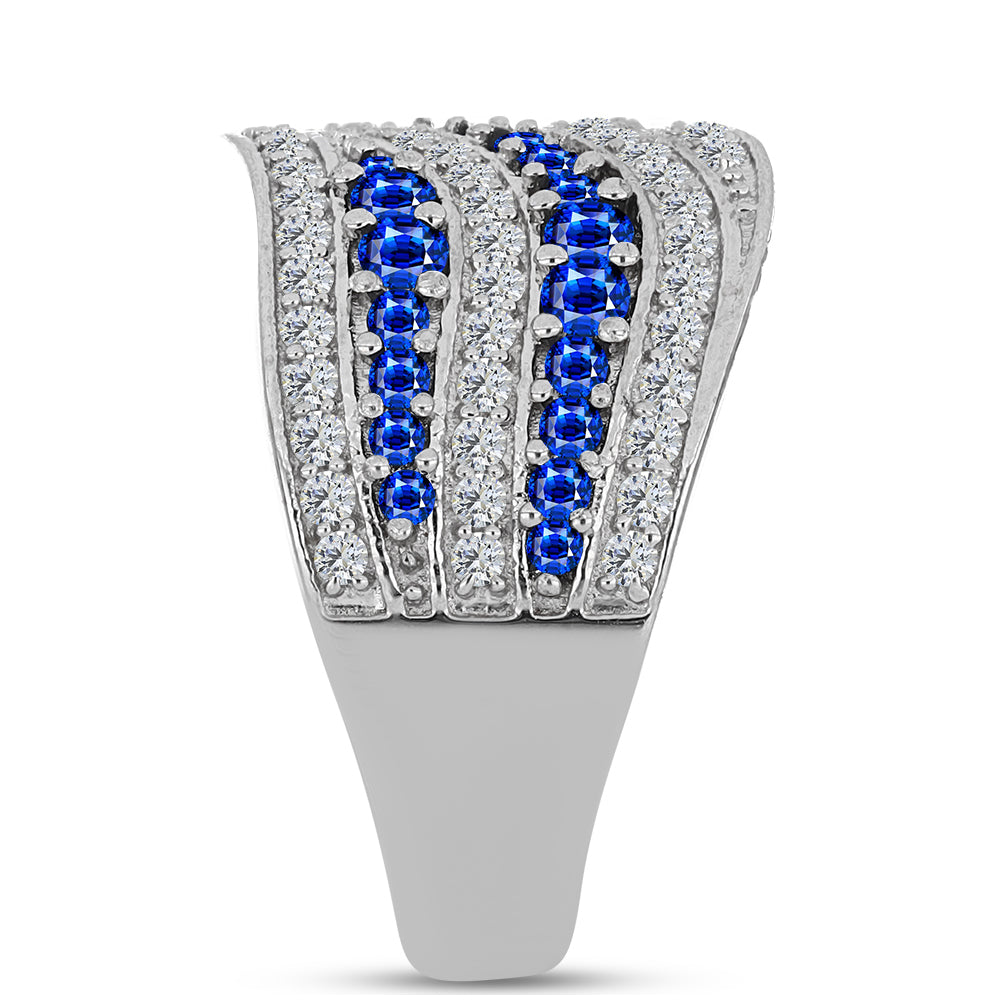 Pierścionek ze srebra próby 925 z australijskim niebieskim szafirem i białym topazem