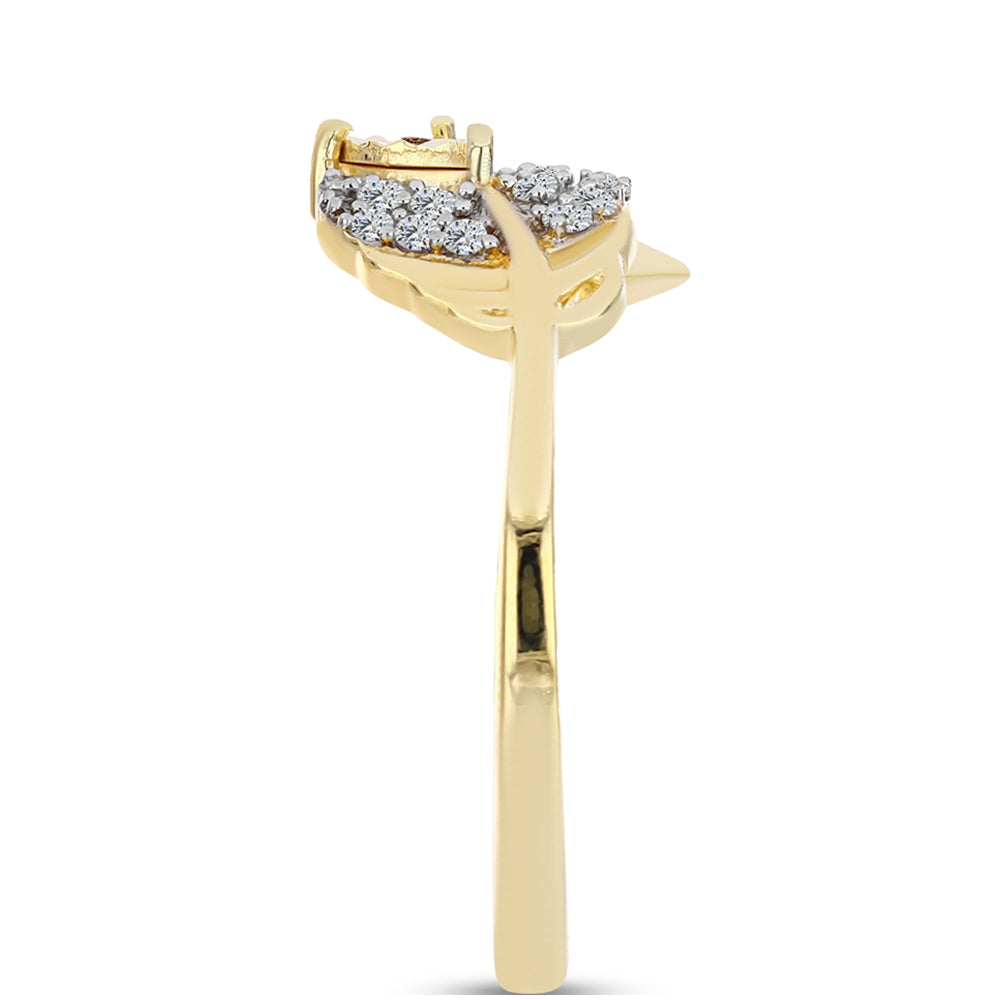 Pierścionek srebrny pozłacany z koniakowym diamentem i białym topazem