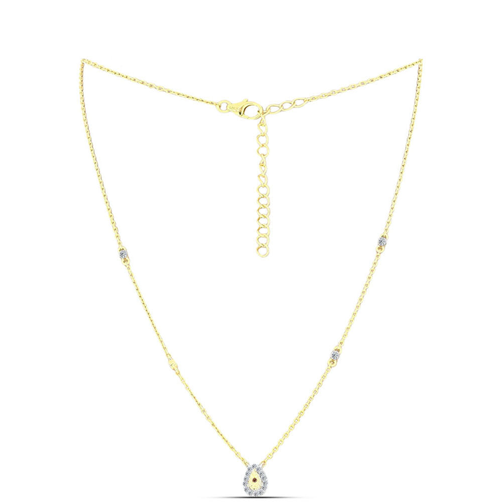 Naszyjnik srebrny pozłacany z koniakowym diamentem i białym topazem