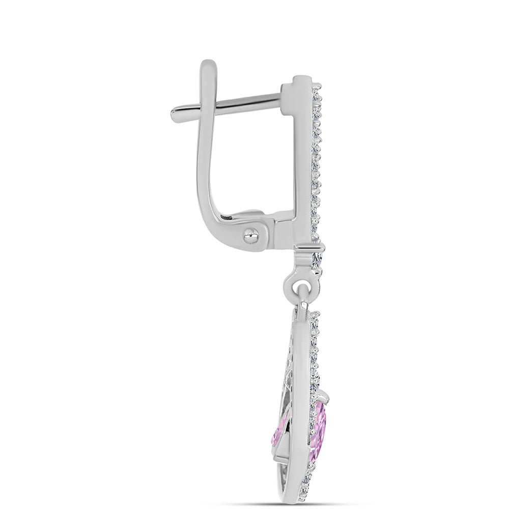 Kolczyki ze srebra próbe 925 z kunzytem i białym topazem