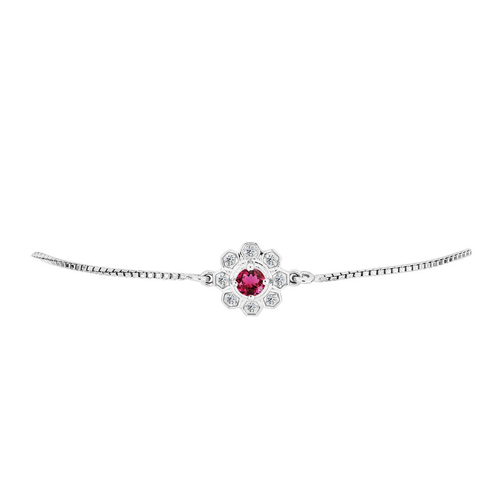Bransoletka ze srebra próba 925 z rubelitem i białym topazem