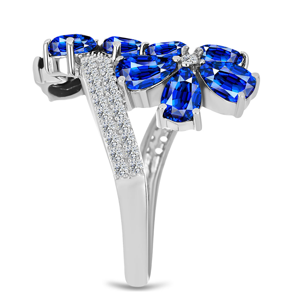 Pierścionek ze srebra próby 925 z australijskim niebieskim szafirem i białym topazem