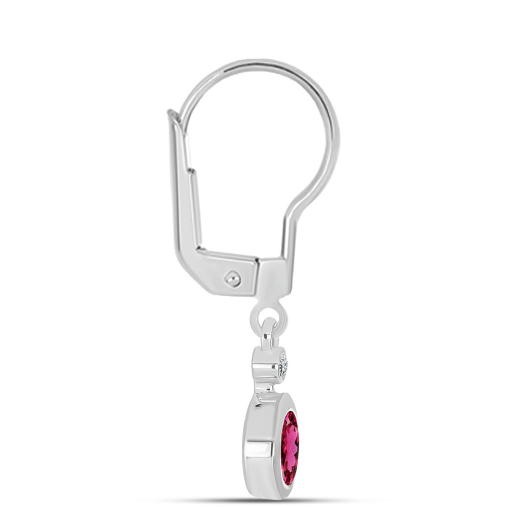 Kolczyki ze srebra próbe 925 z rubelitem i białym topazem