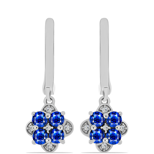 Kolczyki ze srebra próbe 925 z australijskim niebieskim szafirem i białym topazem