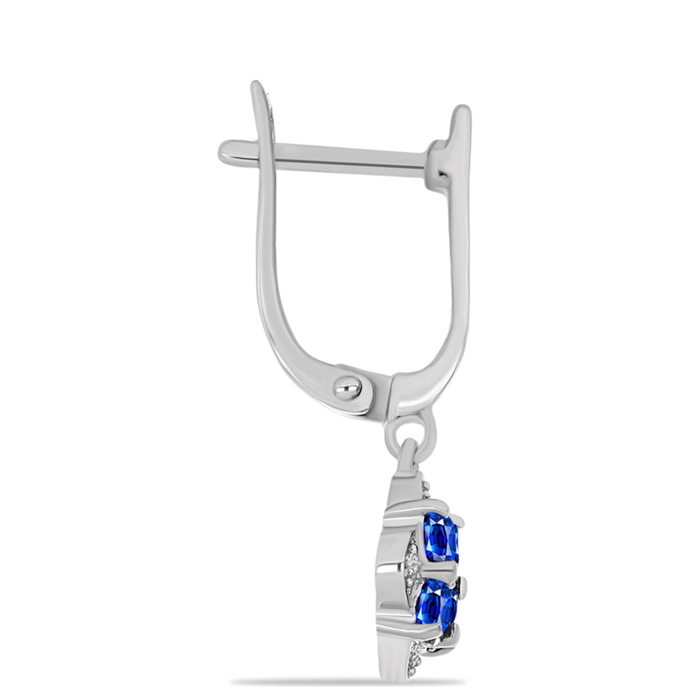 Kolczyki ze srebra próbe 925 z australijskim niebieskim szafirem i białym topazem
