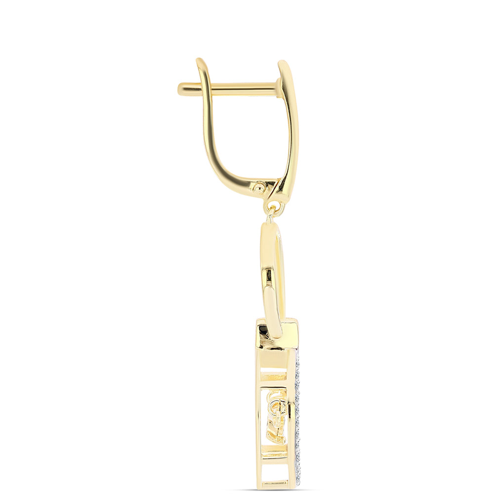 Kolczyki srebrne pozłacane z koniakowym diamentem i białym topazem