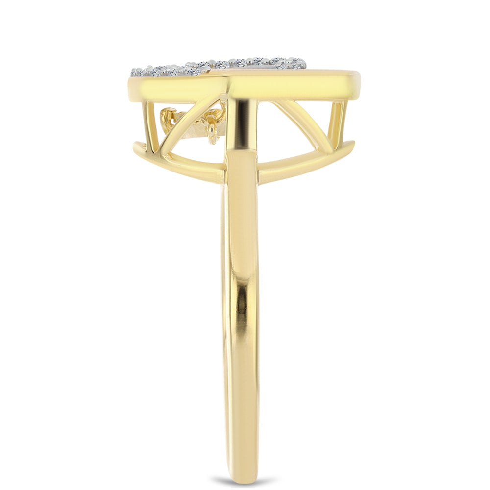 Pierścionek srebrny pozłacany z koniakowym diamentem i białym topazem