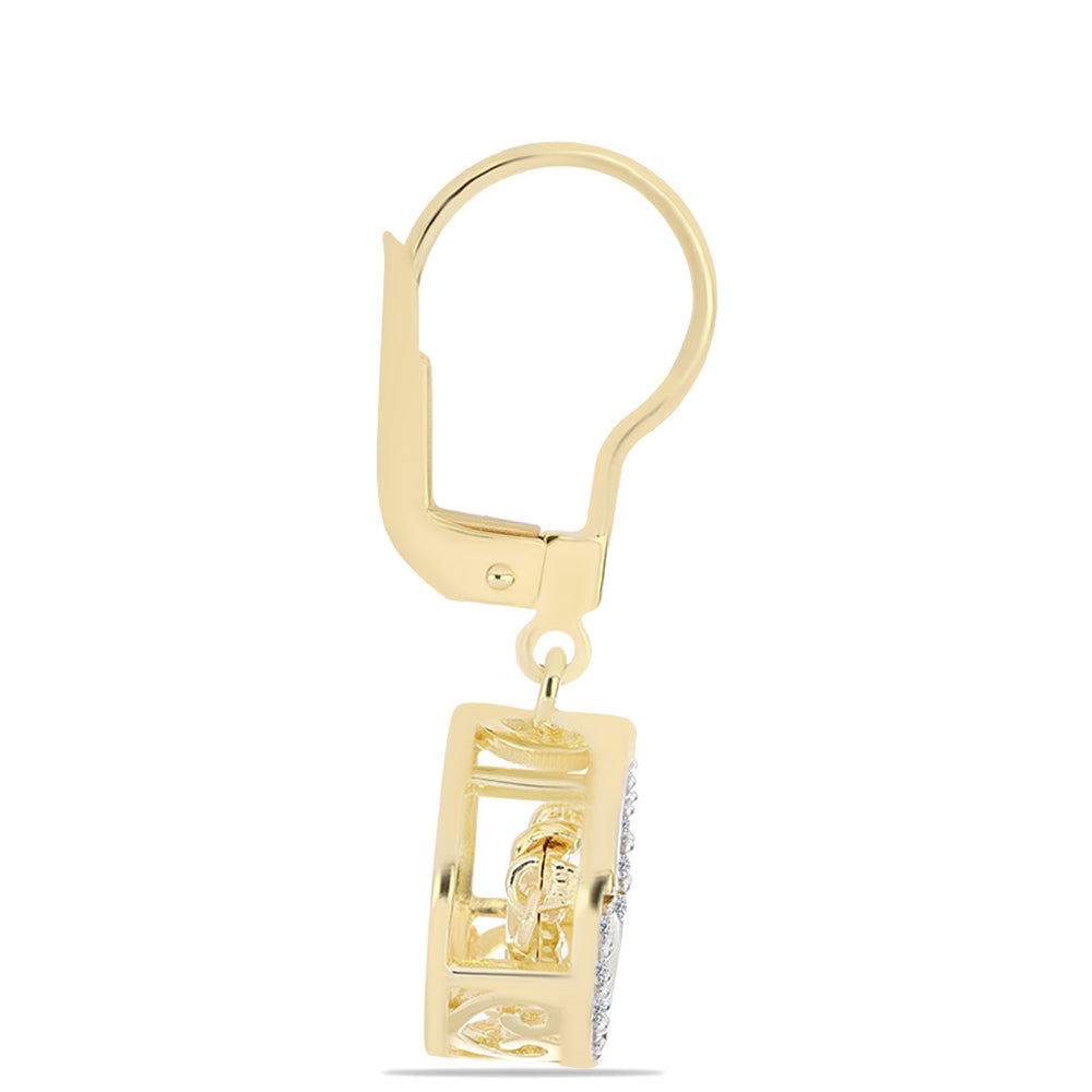 Kolczyki srebrne pozłacane z koniakowym diamentem i białym topazem