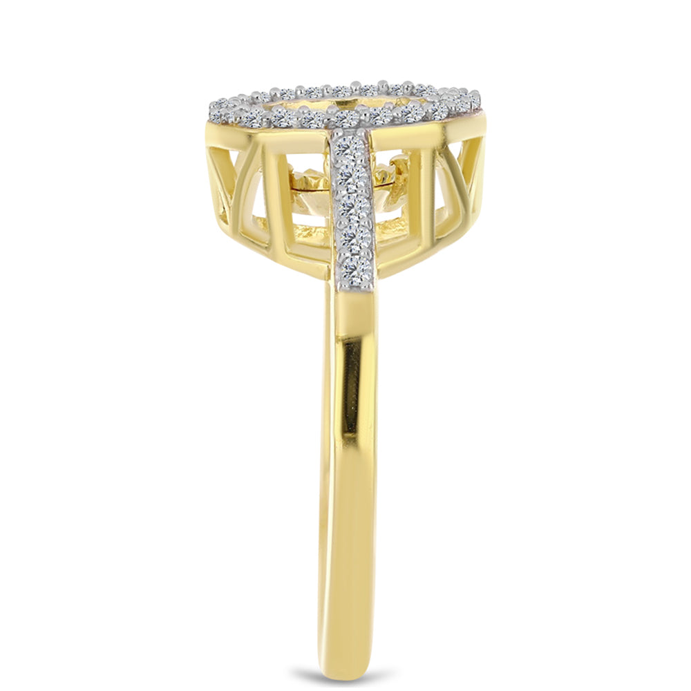 Pierścionek srebrny pozłacany z koniakowym diamentem i białym topazem