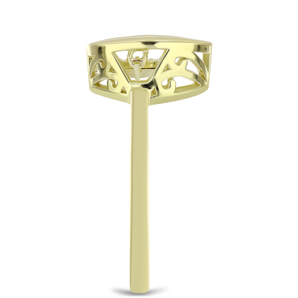 Pierścionek srebrny pozłacany z koniakowym diamentem