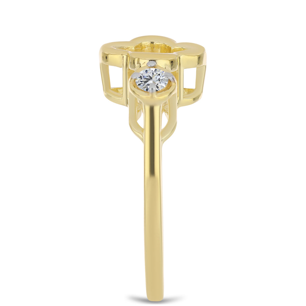 Pierścionek srebrny pozłacany z koniakowym diamentem i białym topazem