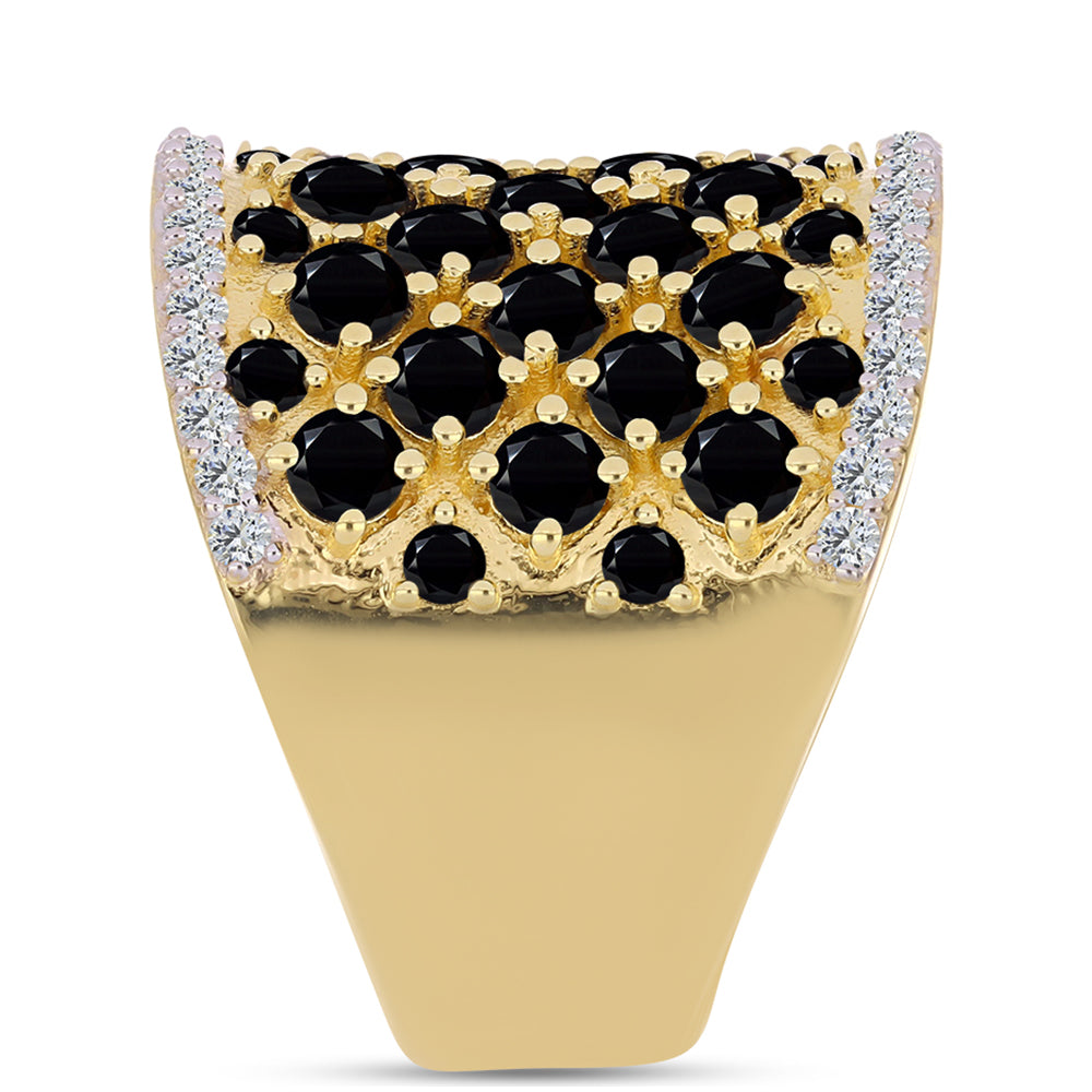 Pierścionek srebrny pozłacany z czarnym onyksem