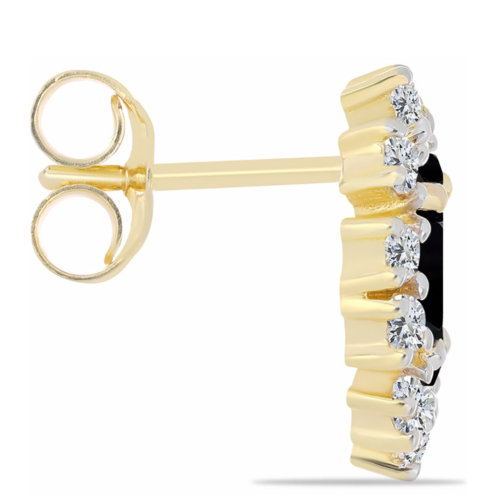 Kolczyki srebrne pozłacane z czarnym onyksem i białym topazem