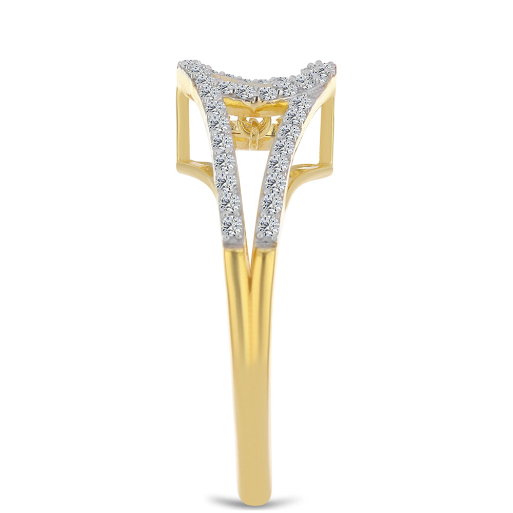 Pierścionek srebrny pozłacany z koniakowym diamentem i białym topazem