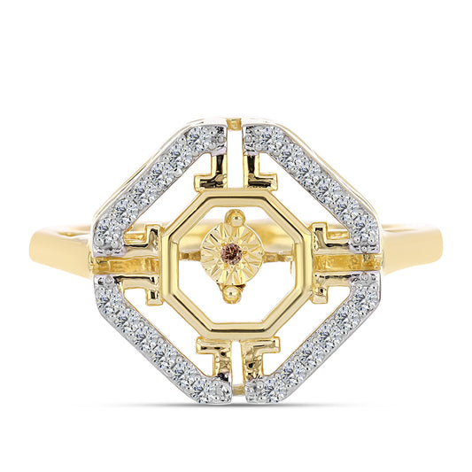 Pierścionek srebrny pozłacany z koniakowym diamentem i białym topazem