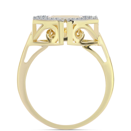 Pierścionek srebrny pozłacany z koniakowym diamentem i białym topazem