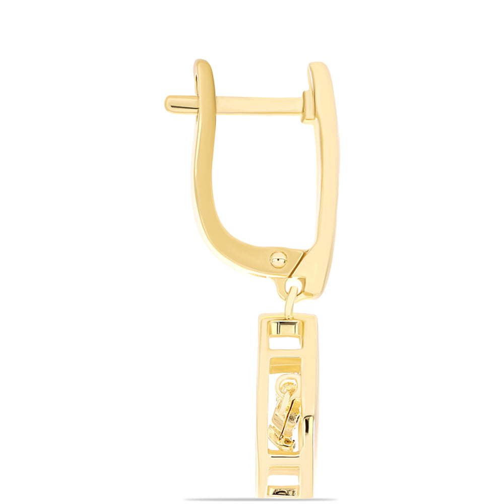 Kolczyki srebrne pozłacane z koniakowym diamentem