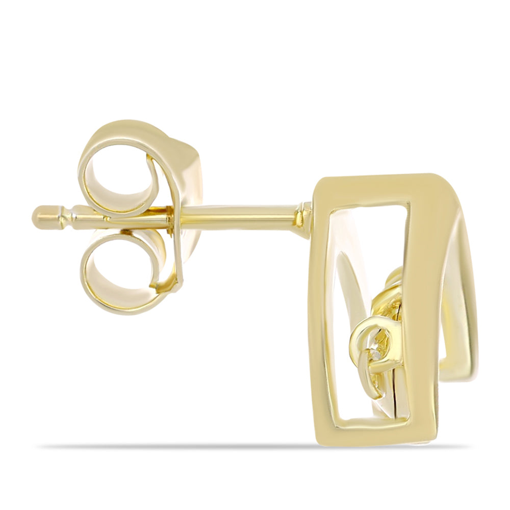 Kolczyki srebrne pozłacane z koniakowym diamentem