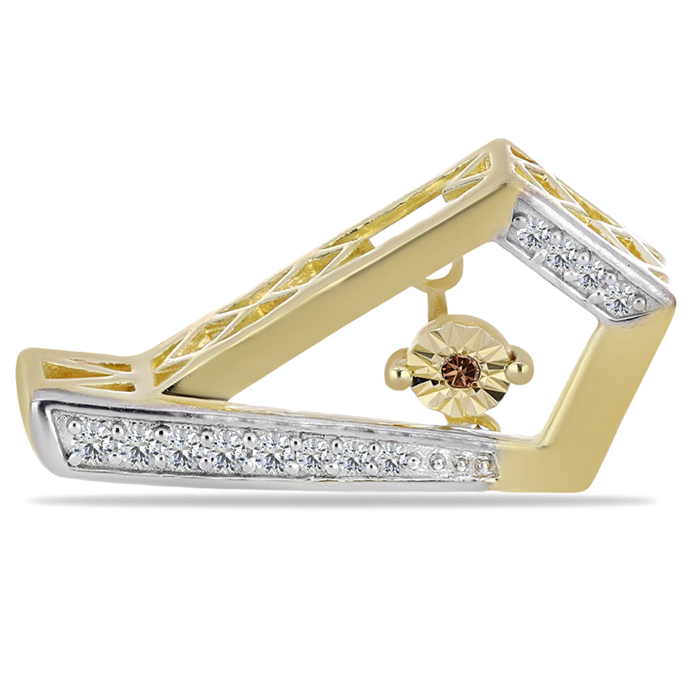 Kolczyki srebrne pozłacane z koniakowym diamentem i białym topazem