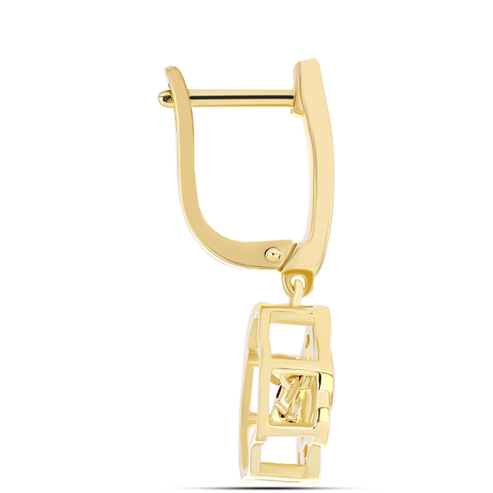 Kolczyki srebrne pozłacane z koniakowym diamentem