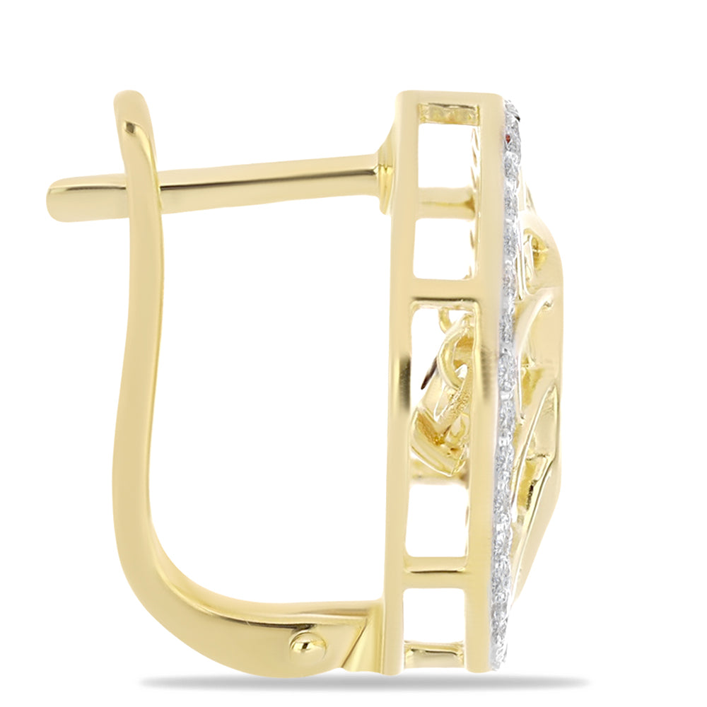 Kolczyki srebrne pozłacane z koniakowym diamentem i białym topazem