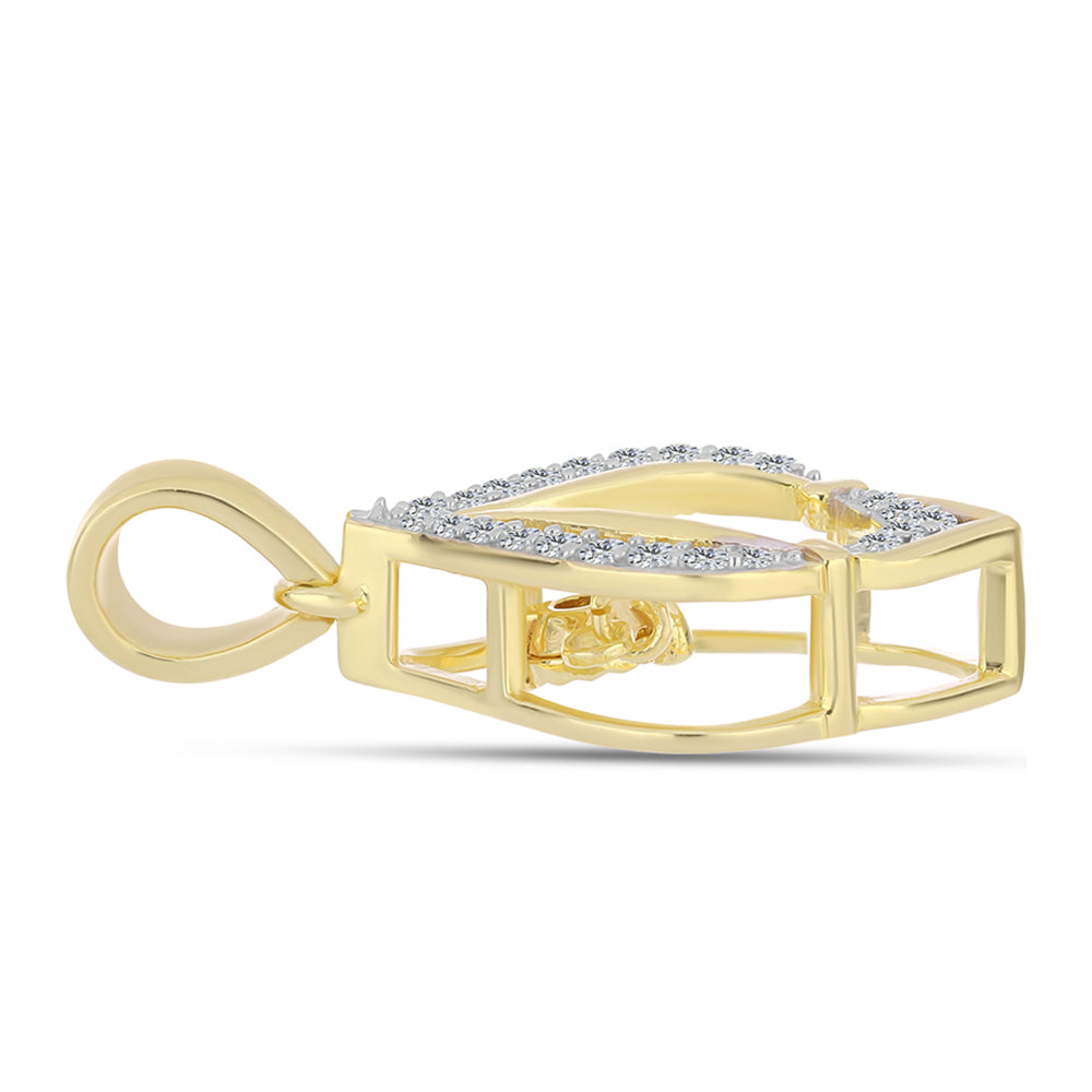 Zawieszka srebrna pozłacana z koniakowym diamentem i białym topazem