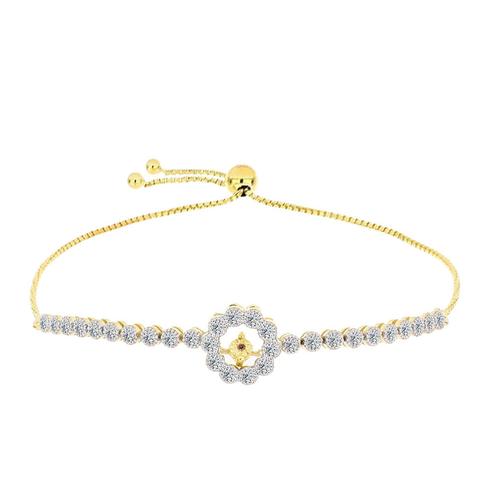 Bransoletka srebrna pozłacana z koniakowym diamentem i białym topazem